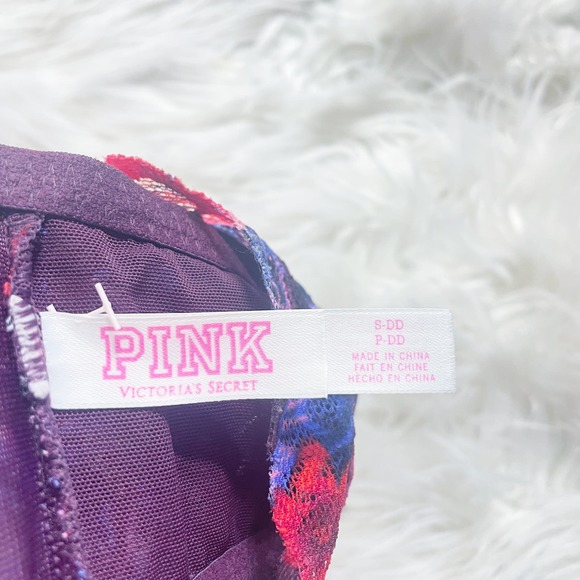 PINK Victoria's Secret Floral Lace High-Neck Push-Up Bralette Size Small - Picture 6 of 8